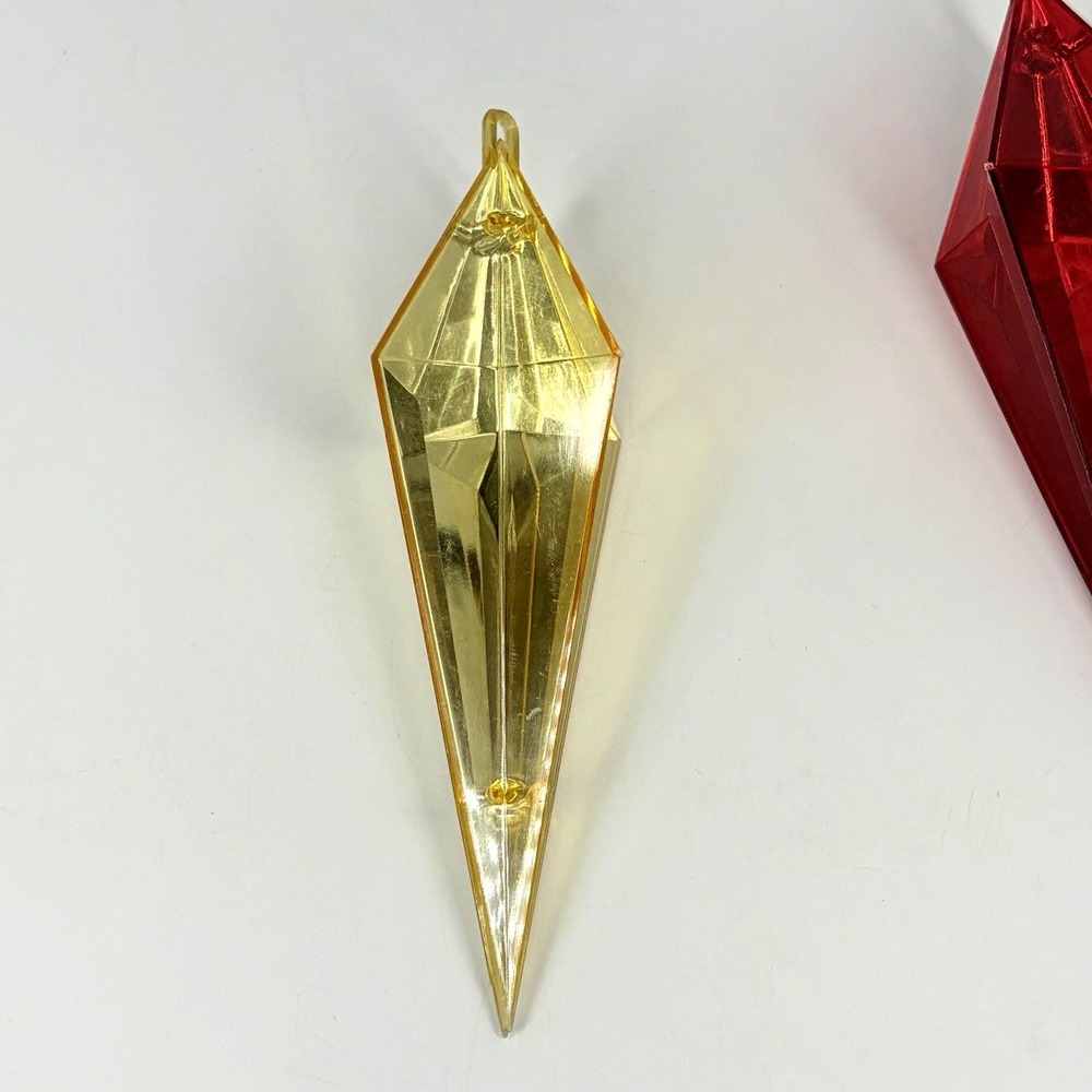Vintage Geometric Diamond Shape Plastic Tree Ornaments 3 Pc Red Green Gold 3" - Picture 11 of 12